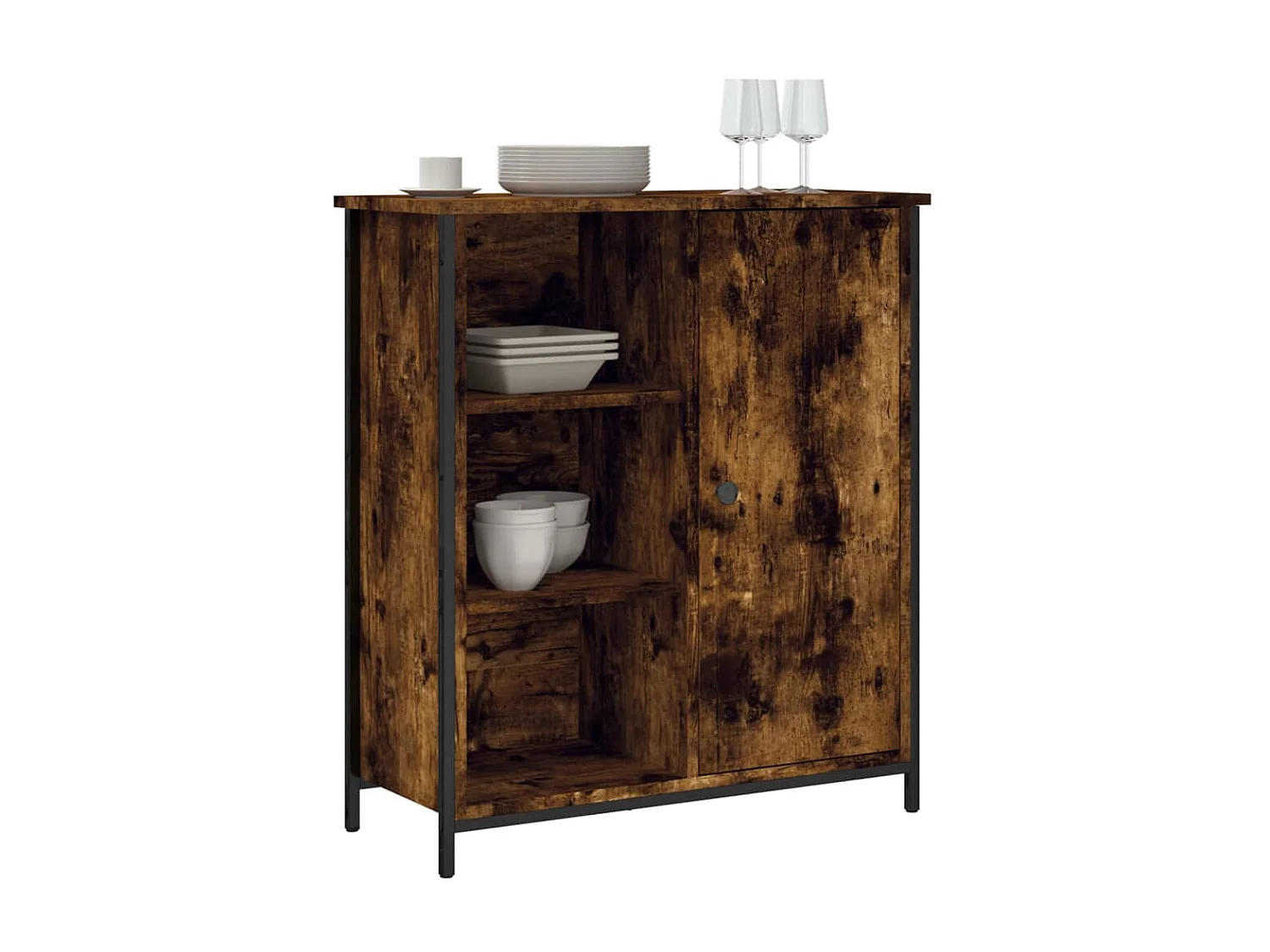 Buffet chêne fumé 70x30x80 cm bois d'ingénierie QWE88286