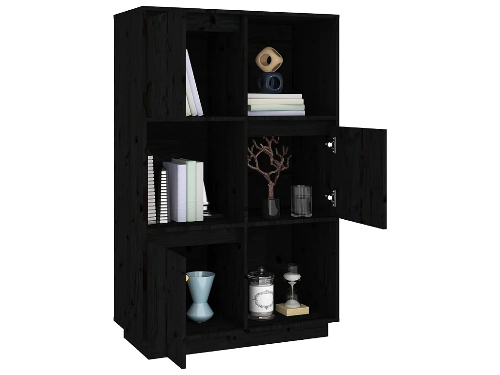 Aparador alto 74x35x117 cm pinho maciço preto PT162433