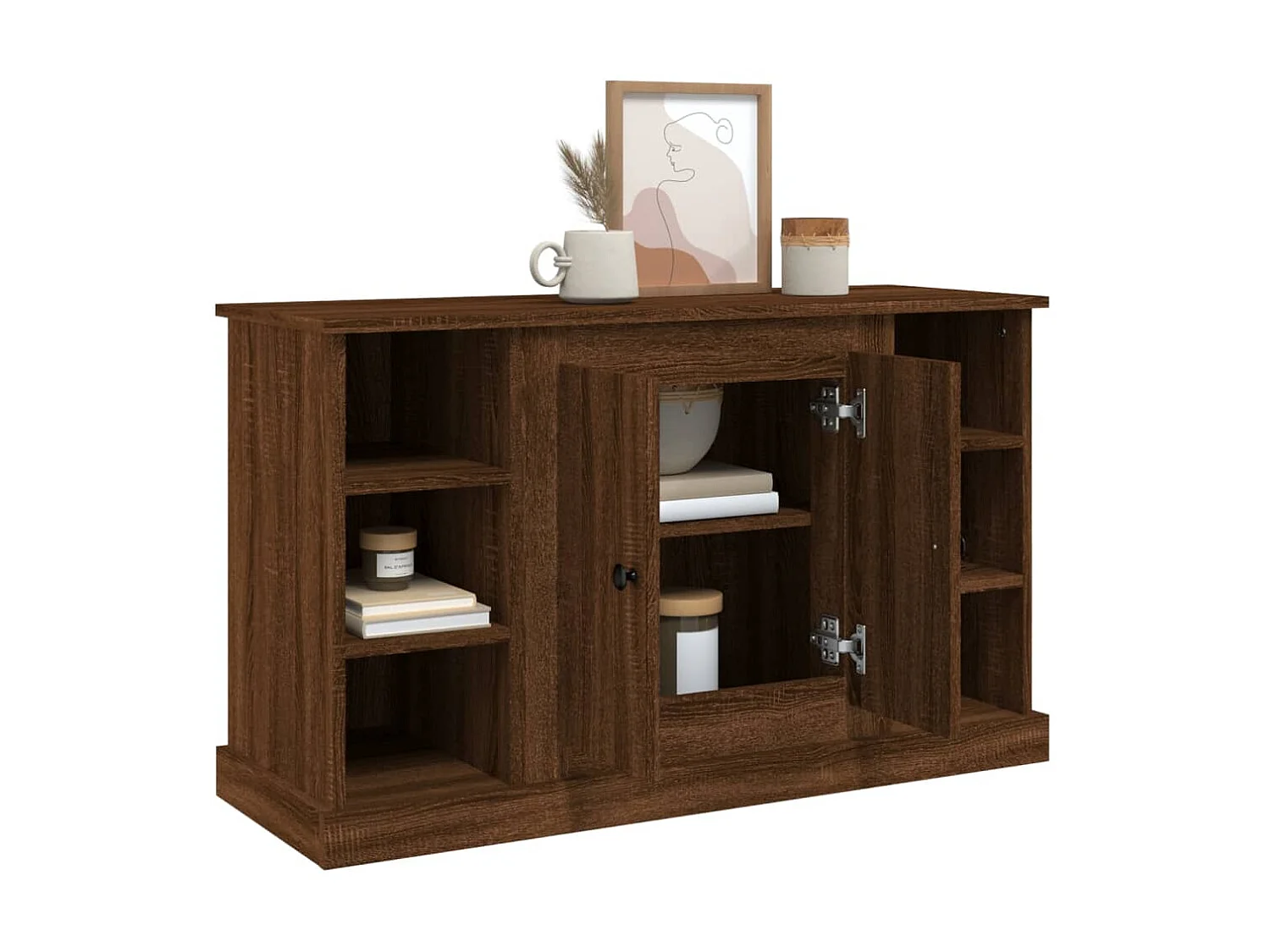 Dressoir 100x35,5x60 cm bewerkt hout bruin eikenkleur NL71080