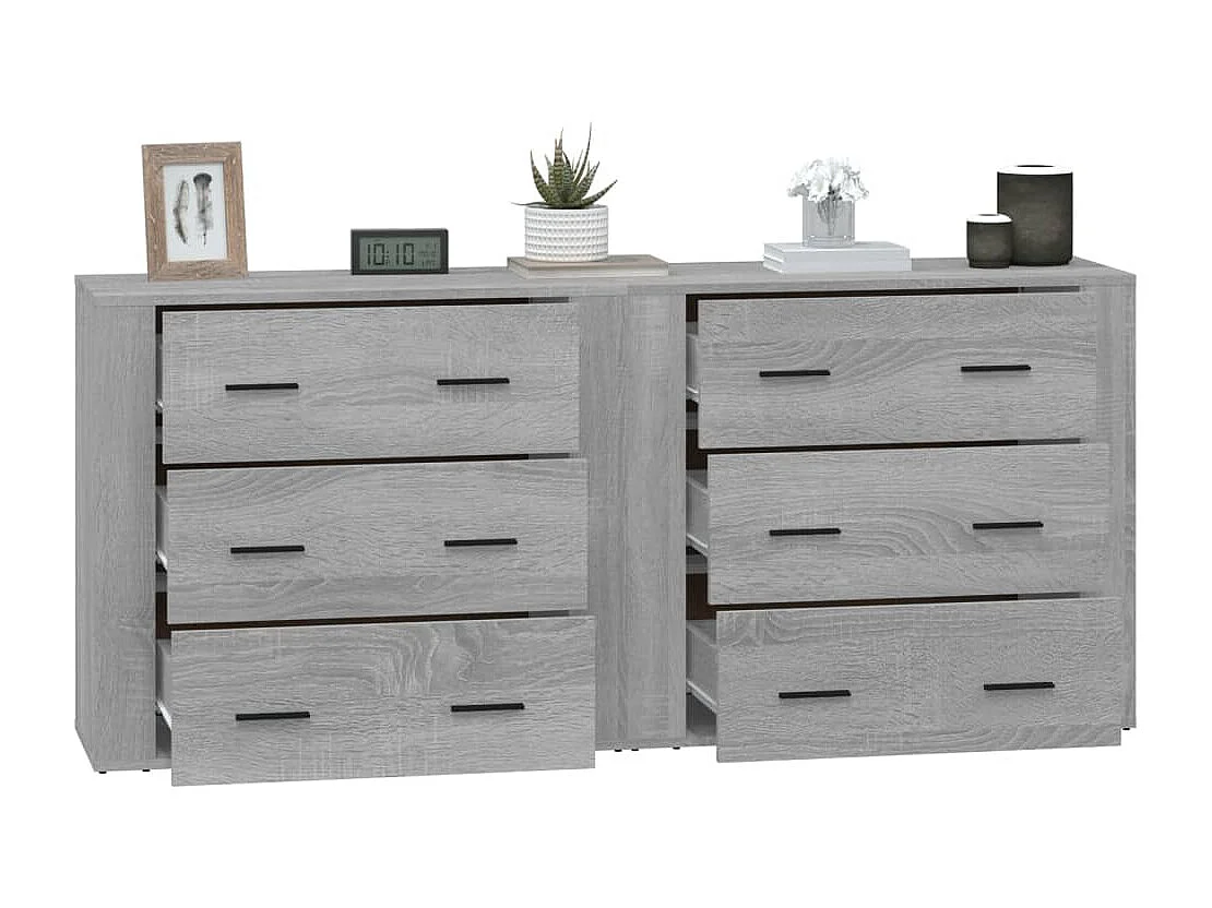 Buffets 2 pcs sonoma gris bois d'ingénierie EGER39699