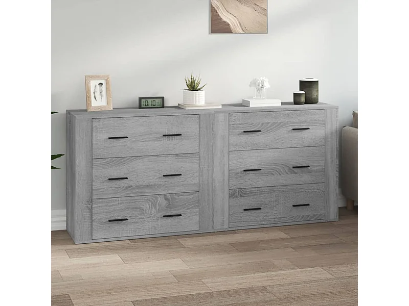 Buffets 2 pcs sonoma gris bois d'ingénierie EGER39699