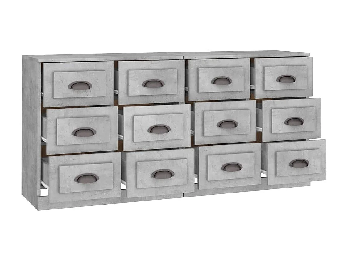 Buffets 2 pcs gris béton bois d'ingénierie EGER38283