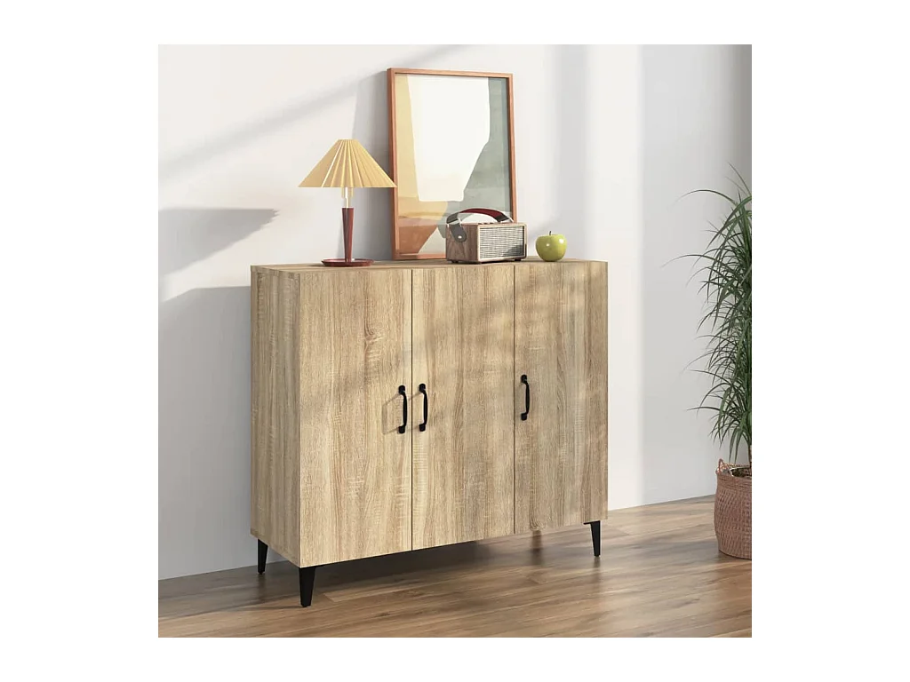 Buffet chêne sonoma 90x34x80 cm bois d'ingénierie EGER42673