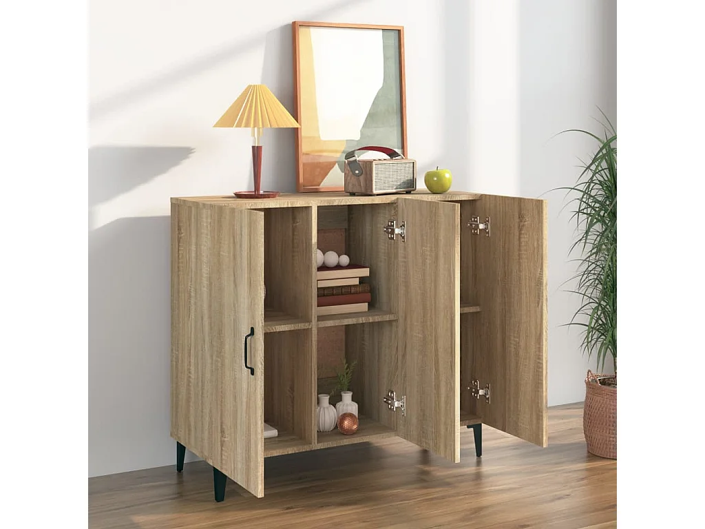 Dressoir 90x34x80 cm bewerkt hout sonoma eikenkleurig NL11465