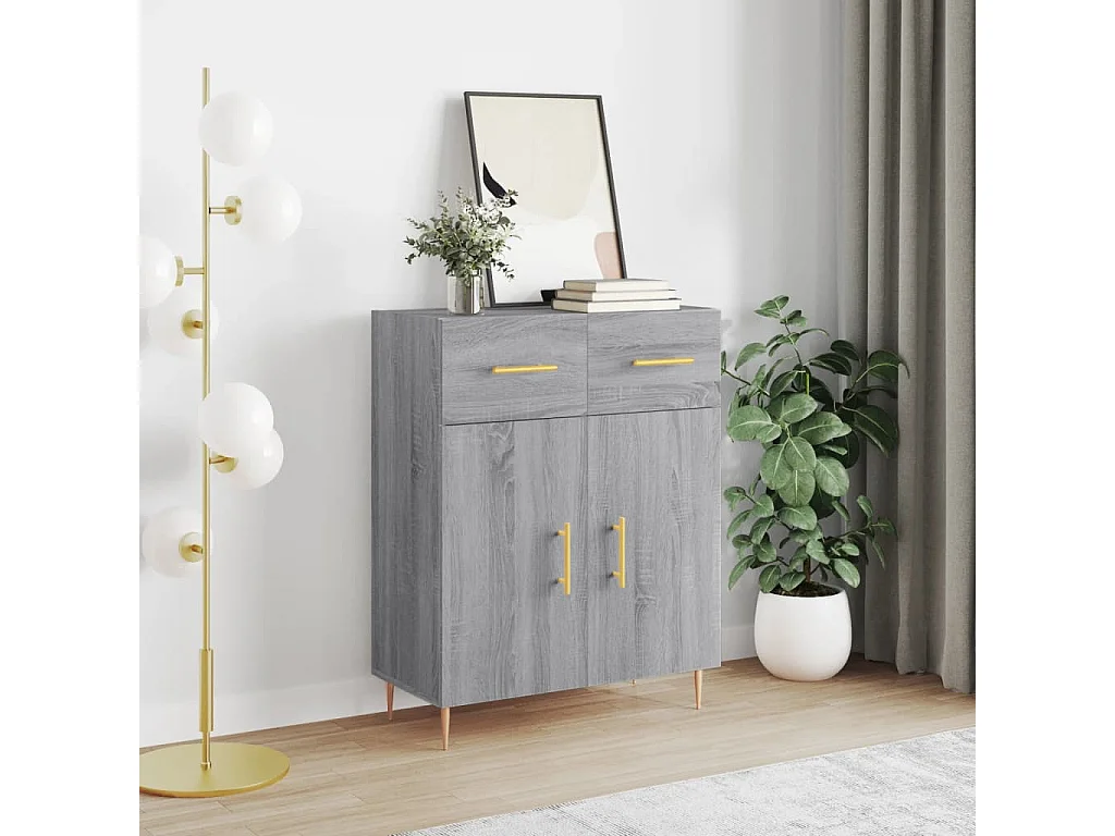 Aparador de madera de ingeniería gris Sonoma 69,5x34x90 cm ES27845