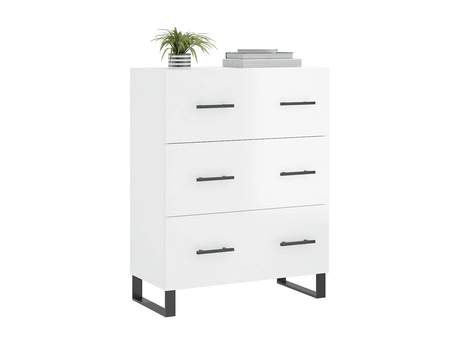 Aparador de madera contrachapada blanco brillante 69,5x34x90 cm ES65721