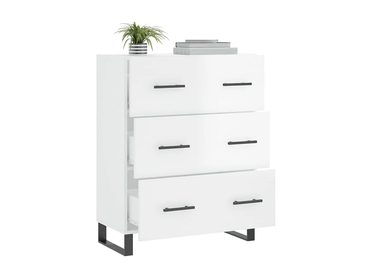 Aparador de madera contrachapada blanco brillante 69,5x34x90 cm ES65721