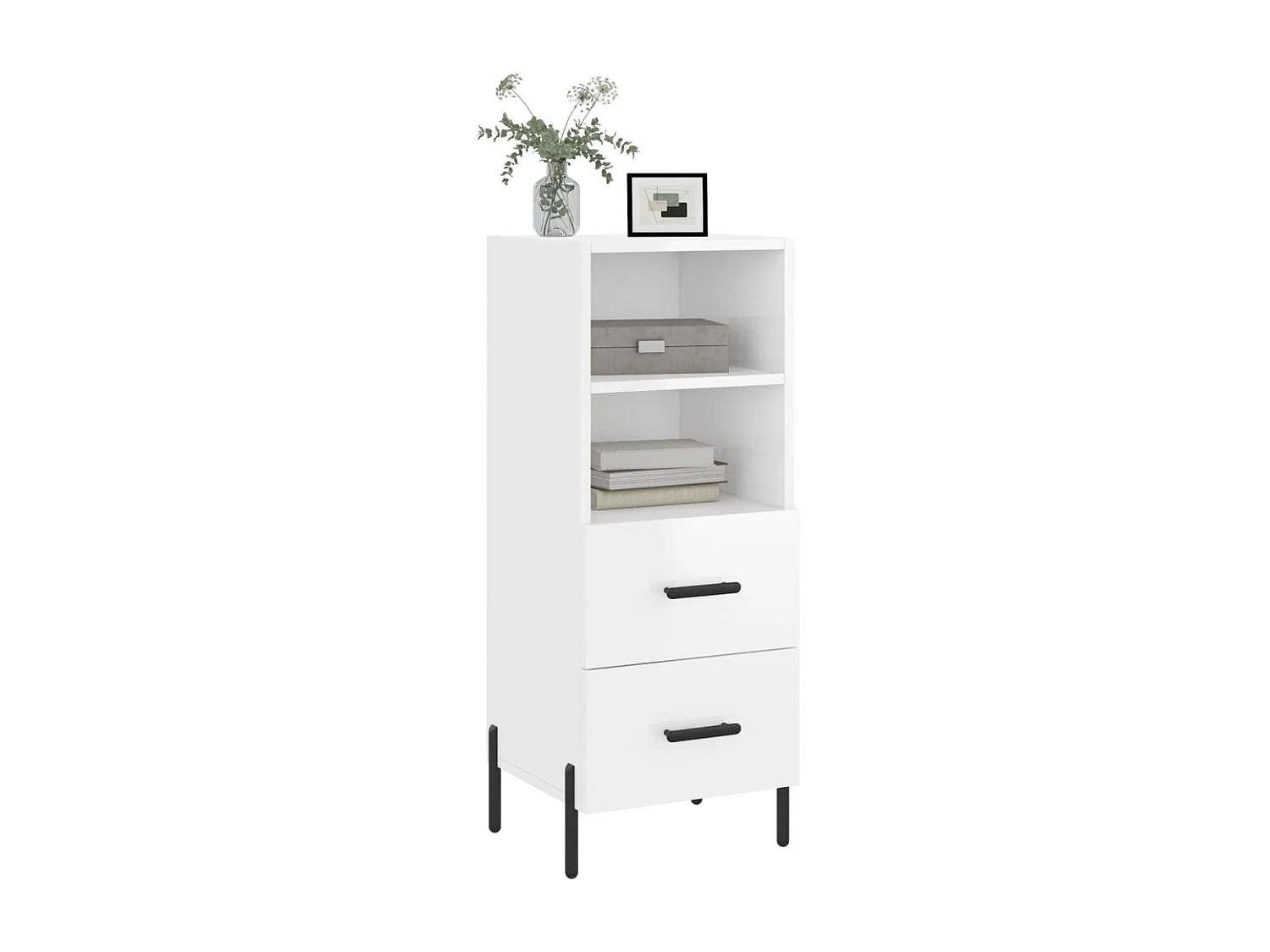 Buffet Blanc brillant 34,5x34x90 cm Bois d'ingénierie QWE72258