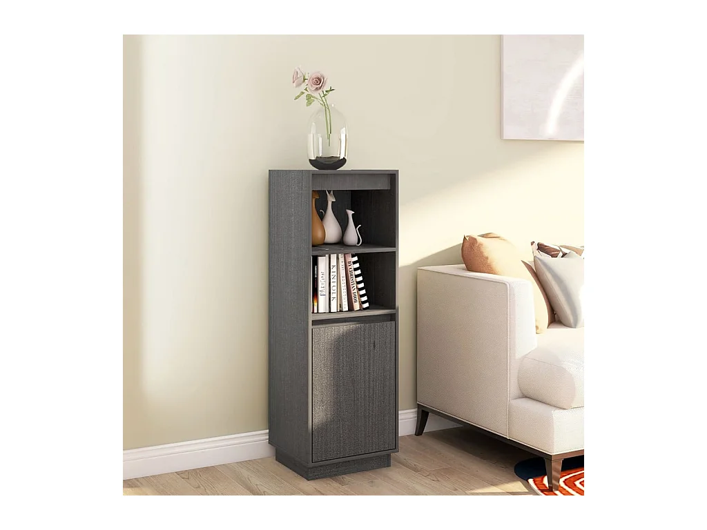 Buffet haut Gris 37x34x110 cm Bois massif de pin EGER99187