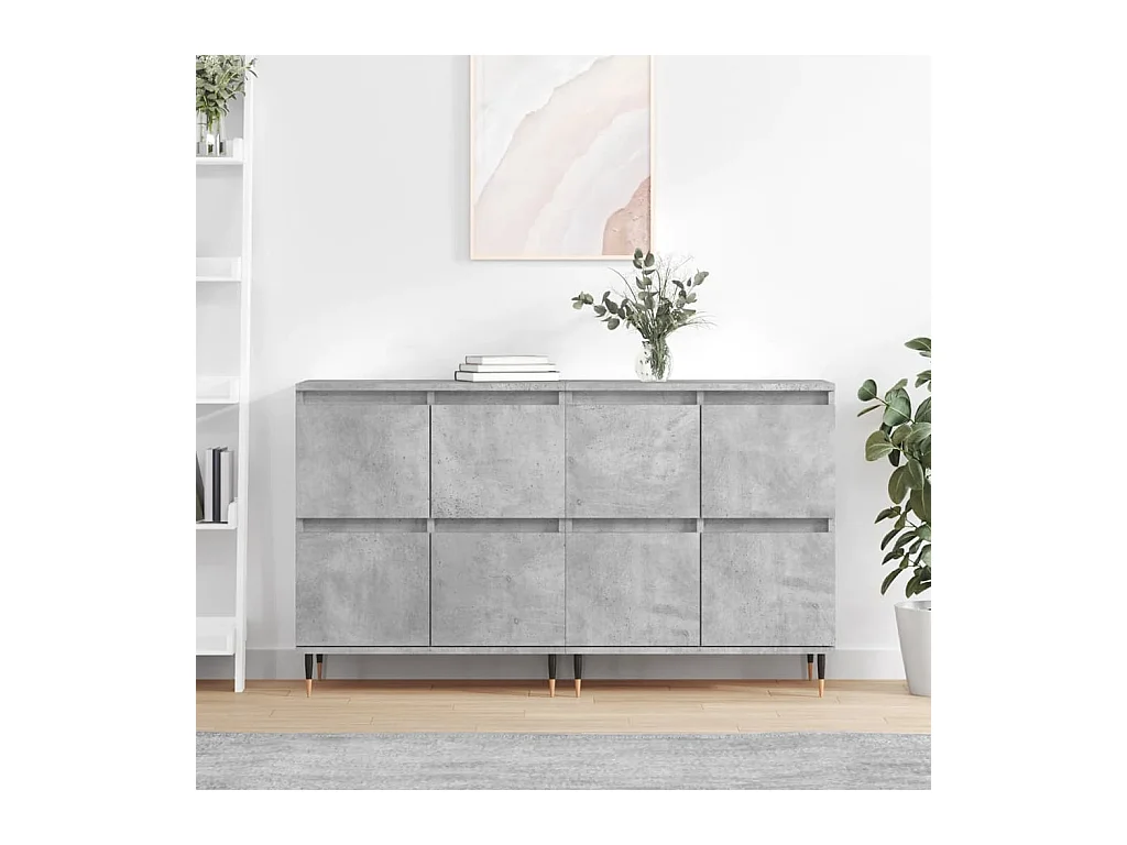 lot de 2 Buffets gris béton bois d'ingénierie QWE98133