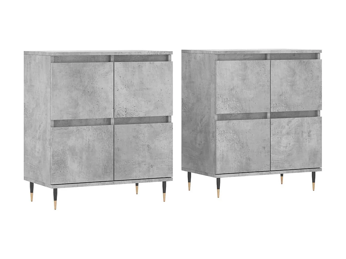 lot de 2 Buffets gris béton bois d'ingénierie QWE98133