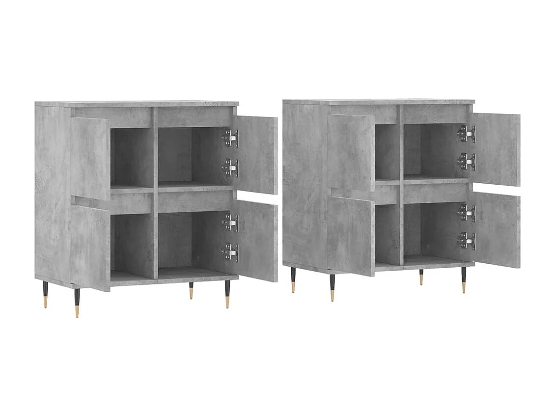 lot de 2 Buffets gris béton bois d'ingénierie QWE98133