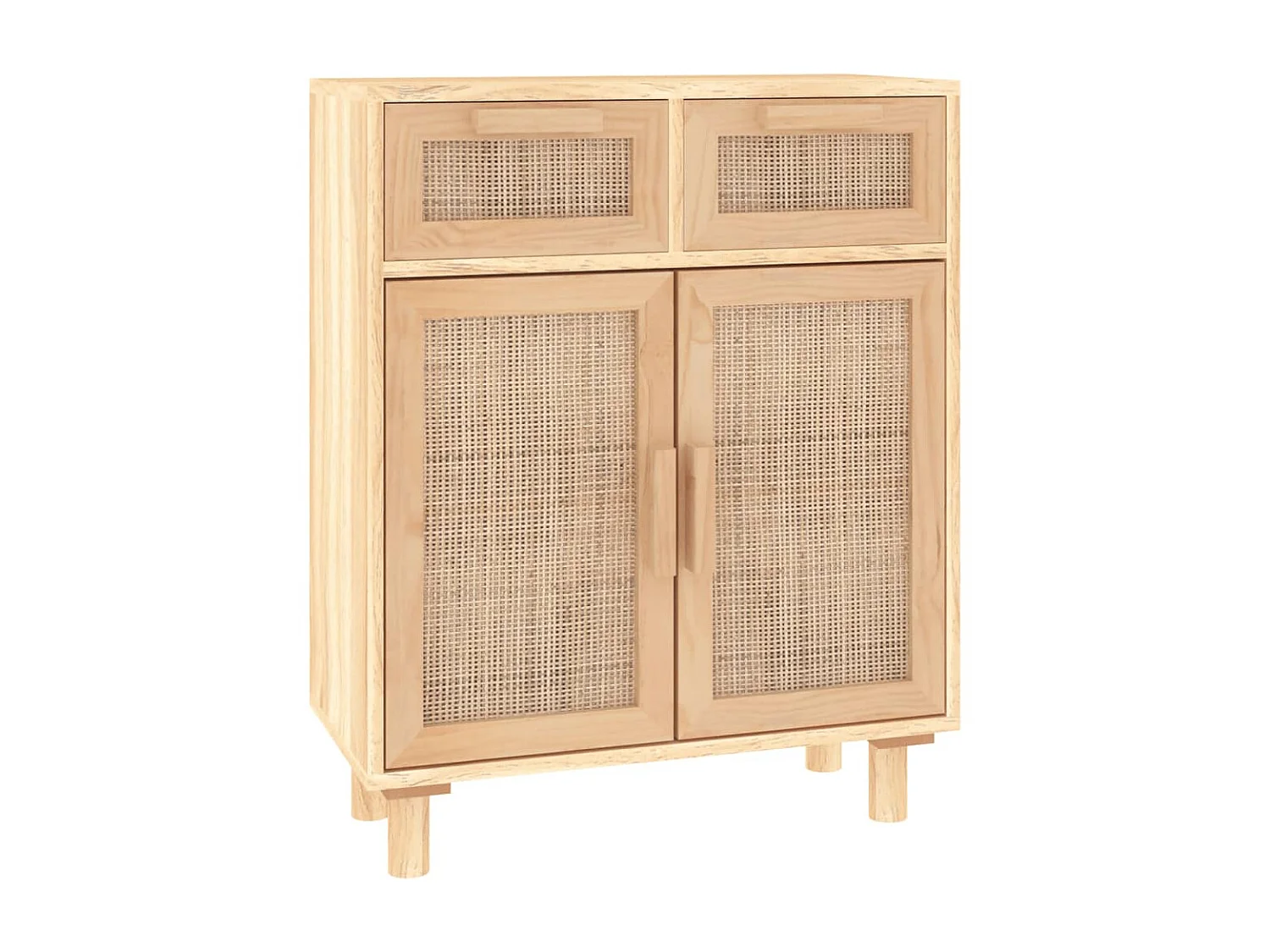 Aparador 60x30x75 cm pinho maciço/vime natural castanho PT249072