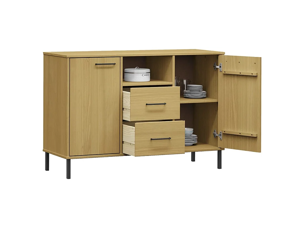 Buffet avec pieds en métal Marron 113x40x77 cm Bois massif OSLO QWE36748