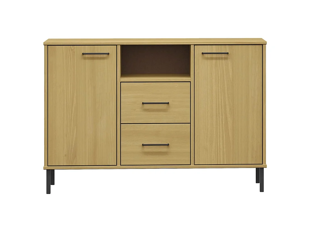 Buffet avec pieds en métal Marron 113x40x77 cm Bois massif OSLO QWE36748