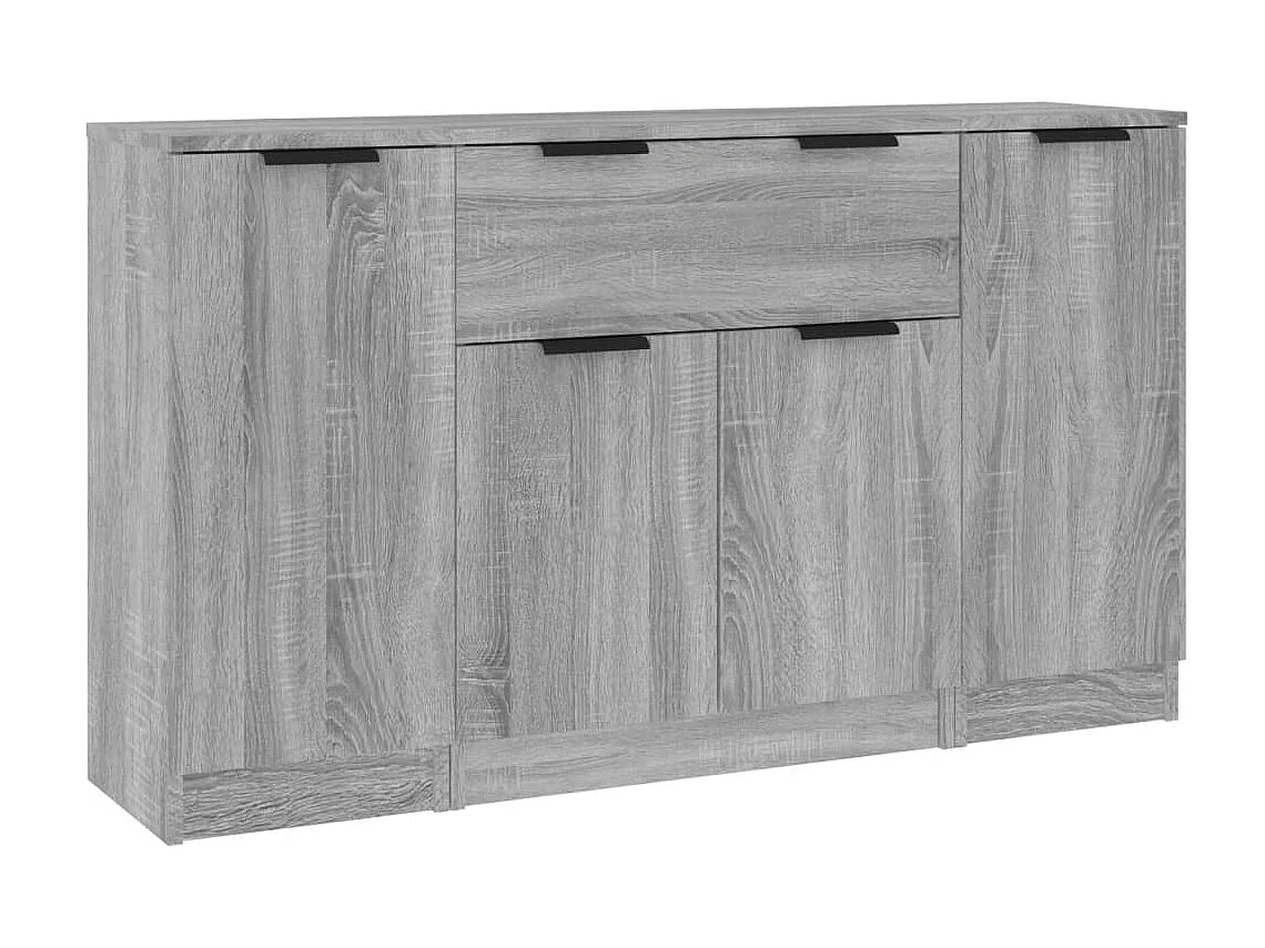 Aparadores 3 piezas madera contrachapada gris Sonoma ES77251