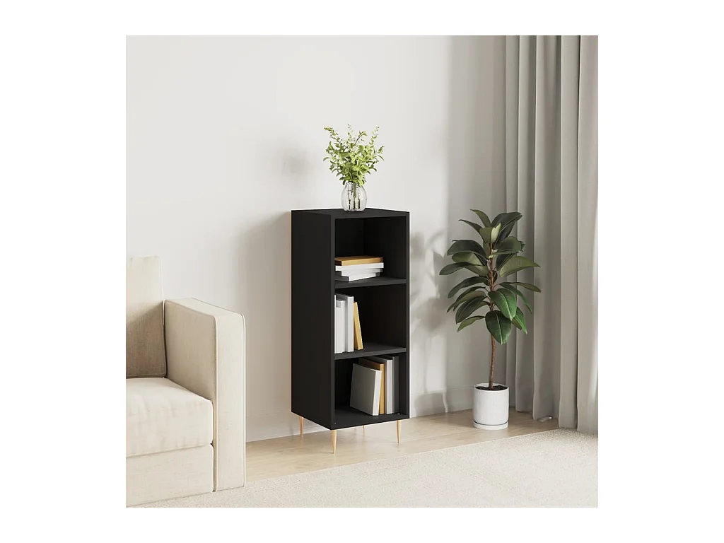 Buffet noir 34,5x32,5x90 cm bois d'ingénierie QWE77780