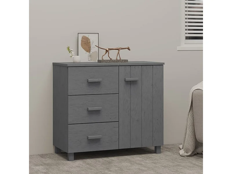 Buffet HAMAR Gris foncé 90x40x80 cm Bois massif de pin EGER20935