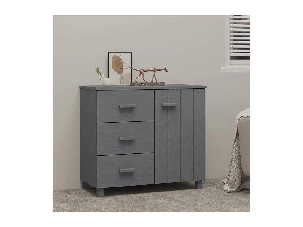 Buffet HAMAR Gris foncé 90x40x80 cm Bois massif de pin EGER20935