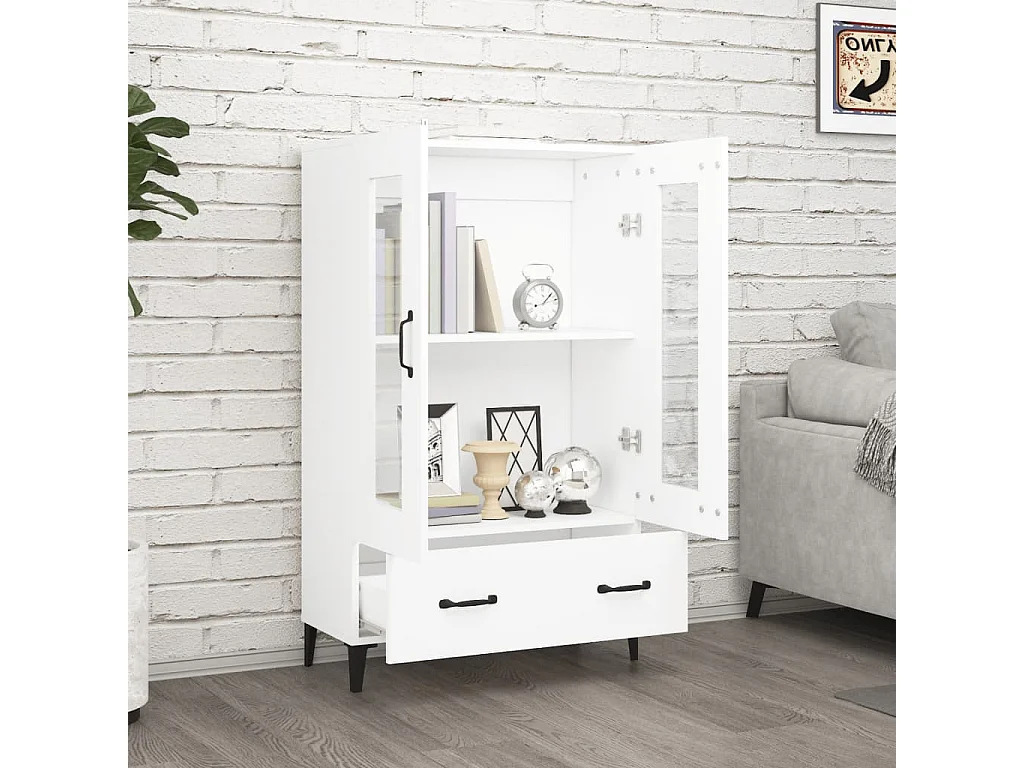 Aparador de madera contrachapada blanco 70x31x115 cm ES44698