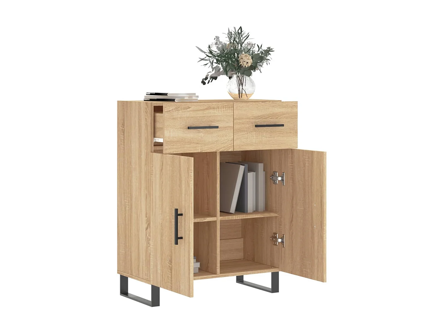 Buffet chêne sonoma 69,5x34x90 cm bois d'ingénierie QWE32667