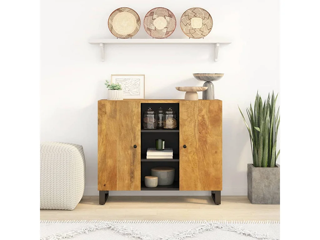 Buffet avec 2 portes 90x33x75 cm bois massif de manguier QWE38713