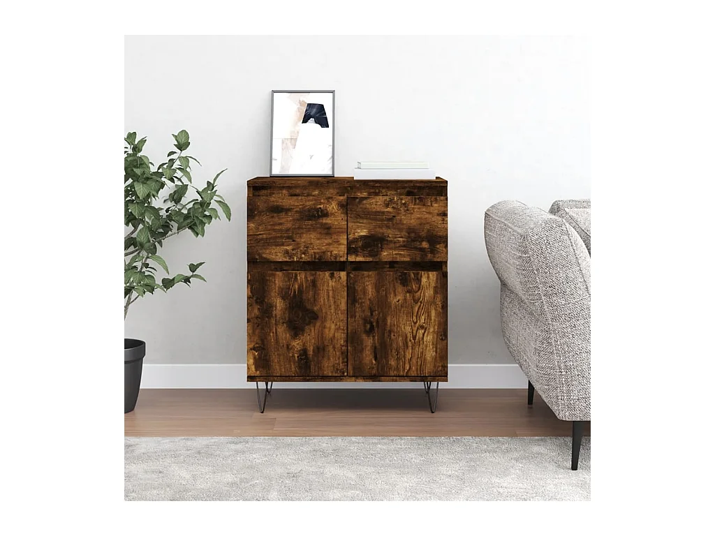 Aparador madera contrachapada color roble ahumado 60x35x70 cm ES58677