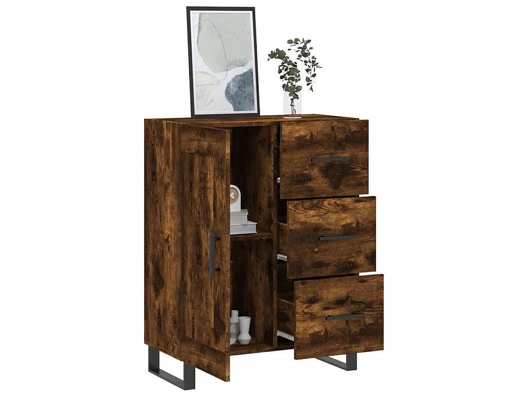 Dressoir 69,5x34x90 cm bewerkt hout gerookt eikenkleurig NL38367