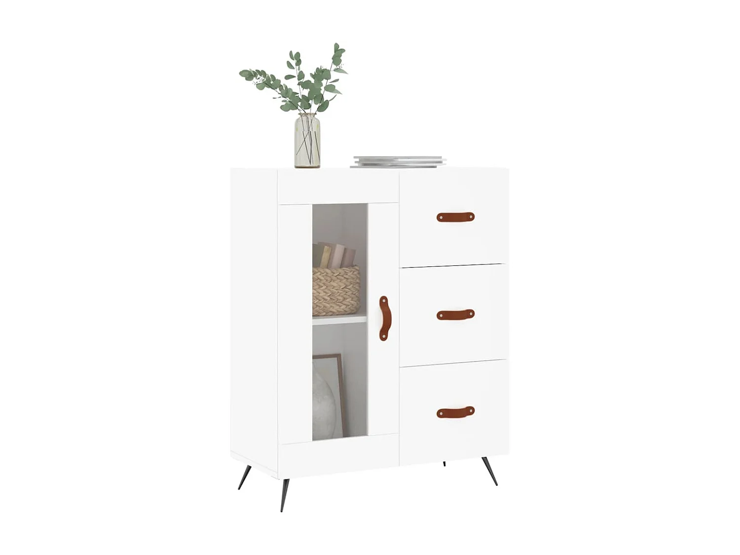 Buffet blanc 69,5x34x90 cm bois d'ingénierie QWE72891