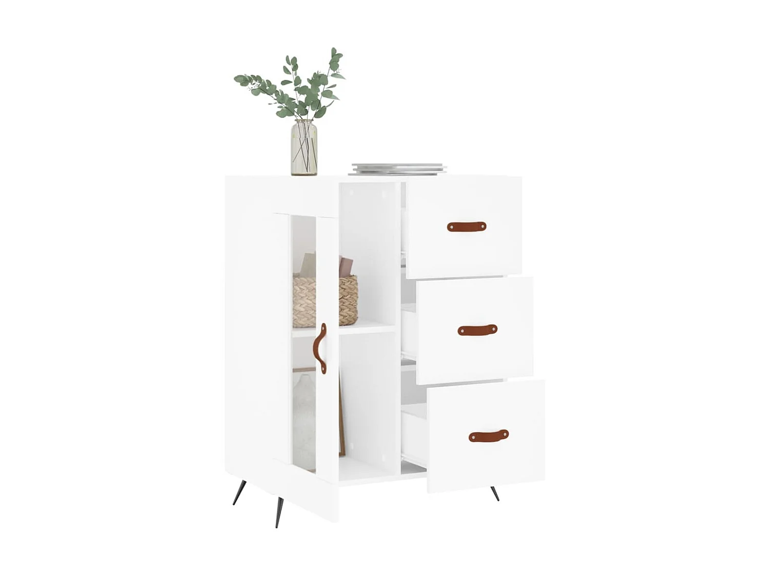 Buffet blanc 69,5x34x90 cm bois d'ingénierie QWE72891