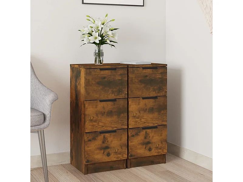 Buffets 2 pcs Chêne fumé 30x30x70 cm Bois d'ingénierie EGER38281