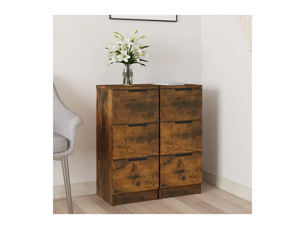 Buffets 2 pcs Chêne fumé 30x30x70 cm Bois d'ingénierie EGER38281