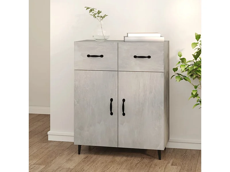 Aparador de madera de ingeniería gris hormigón 69,5x34x90 cm ES75233