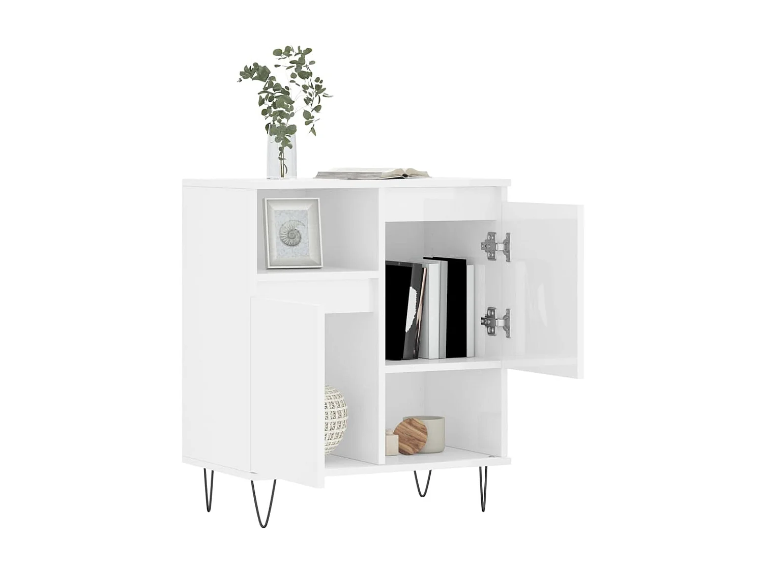 Buffet Blanc brillant 60x35x70 cm Bois d'ingénierie QWE92998