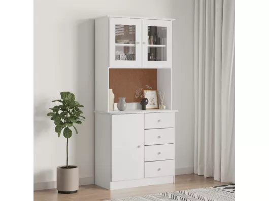 Kauf Unique Highboard,Kommode ALTA Weiß 77x35x165 cm Massivholz Kiefer -gkd531340