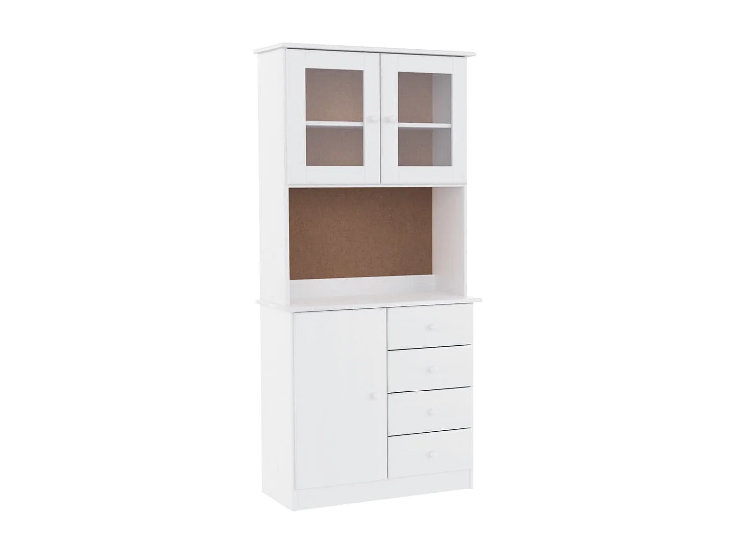 Buffet haut ALTA blanc 77x35x165 cm bois massif de pin QWE34456