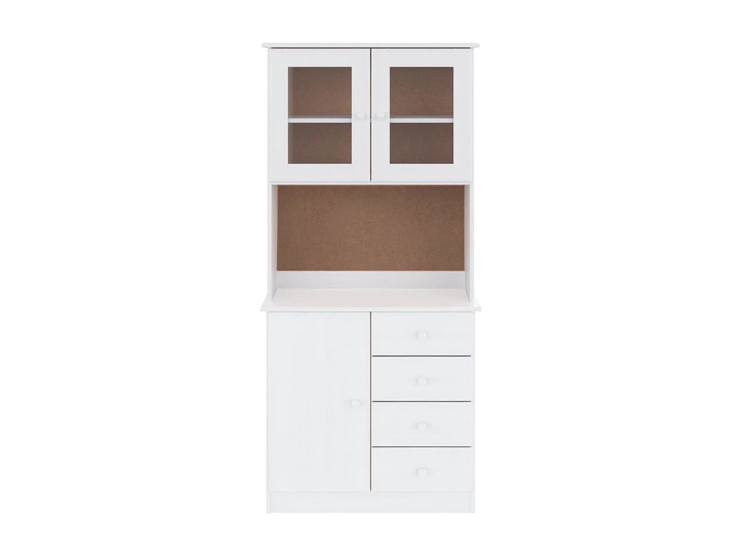 Buffet haut ALTA blanc 77x35x165 cm bois massif de pin QWE34456