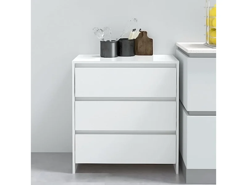 Aparador de madera contrachapada blanco brillante 70x41x75 cm ES42645