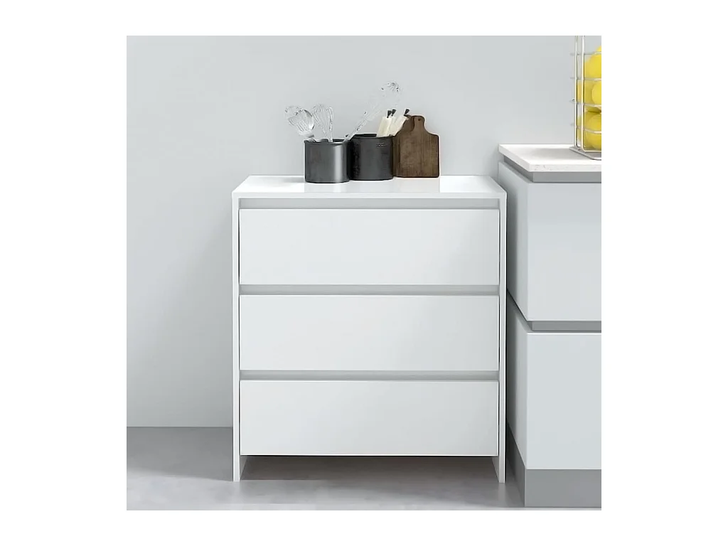 Buffet Blanc brillant 70x41x75 cm Bois d'ingénierie EGER81394