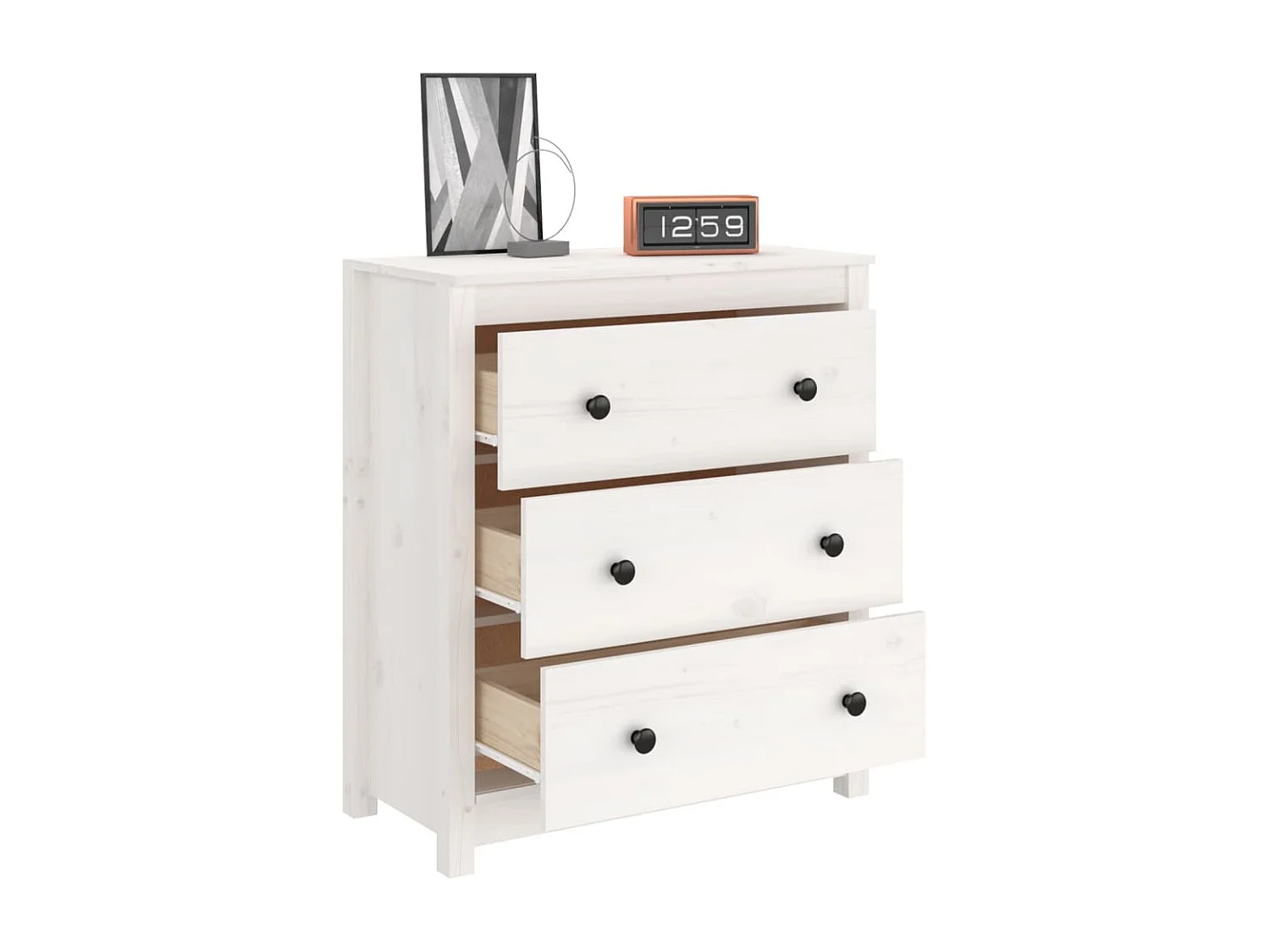 Dressoir 70x35x80 cm massief grenenhout wit NL289178