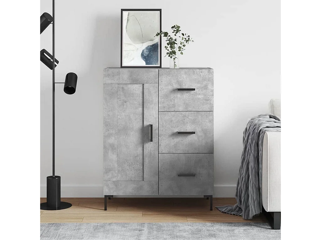 Buffet gris béton 69,5x34x90 cm bois d'ingénierie QWE43148