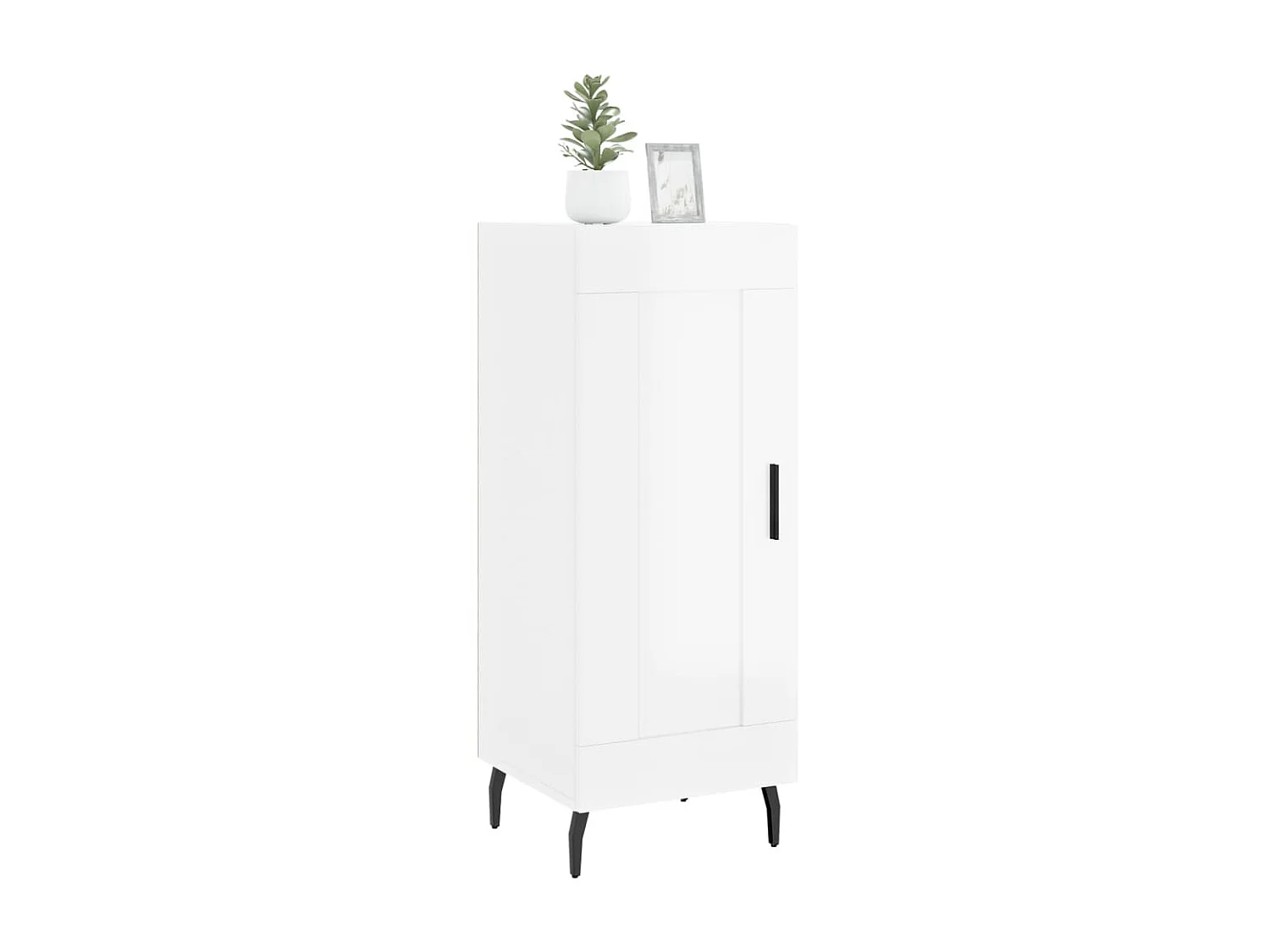 Aparador de madera contrachapada blanco brillante 34,5x34x90 cm ES12927