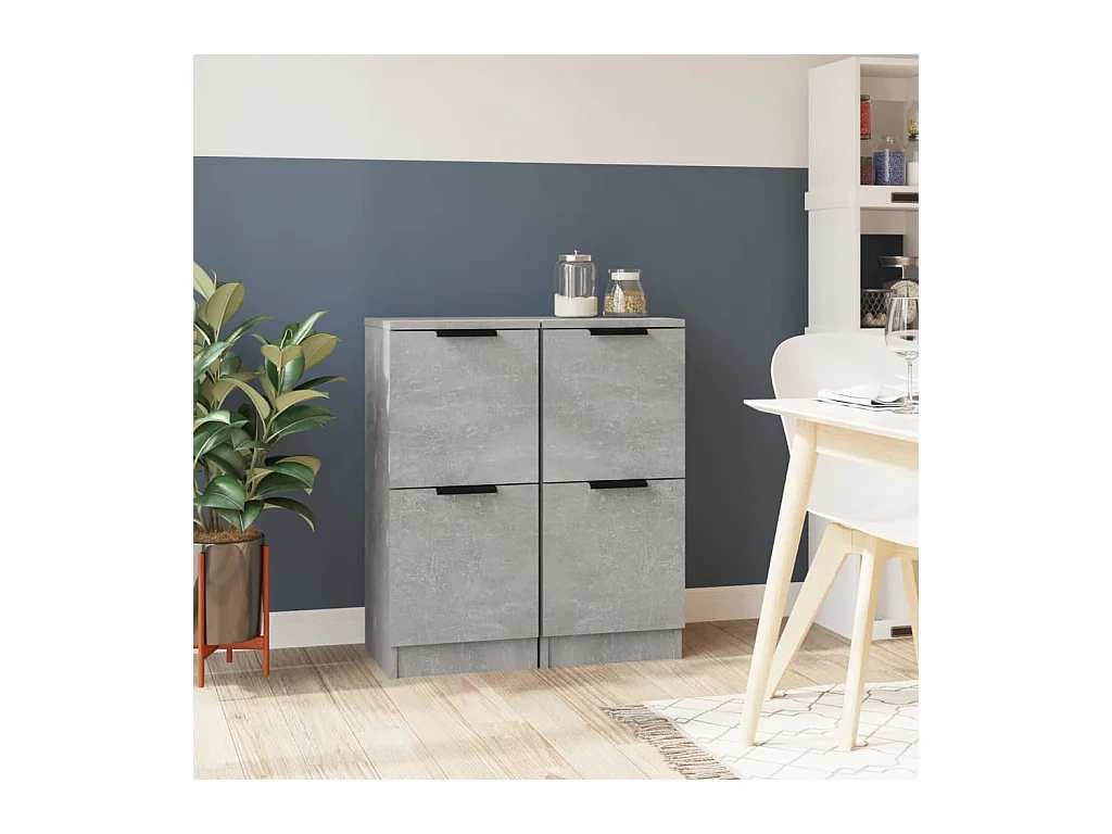 Buffets 2 pcs Gris béton 30x30x70 cm Bois d'ingénierie EGER89624