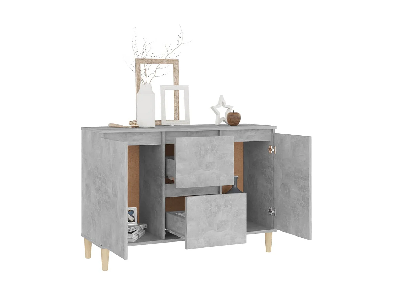 Buffet Gris béton 103,5x35x70 cm Aggloméré QWE76208