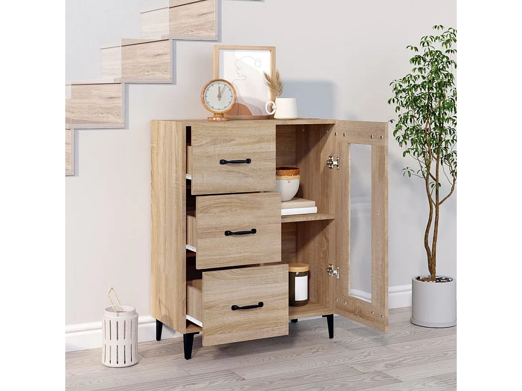 Buffet chêne sonoma 69,5x34x90 cm bois d'ingénierie EGER76709