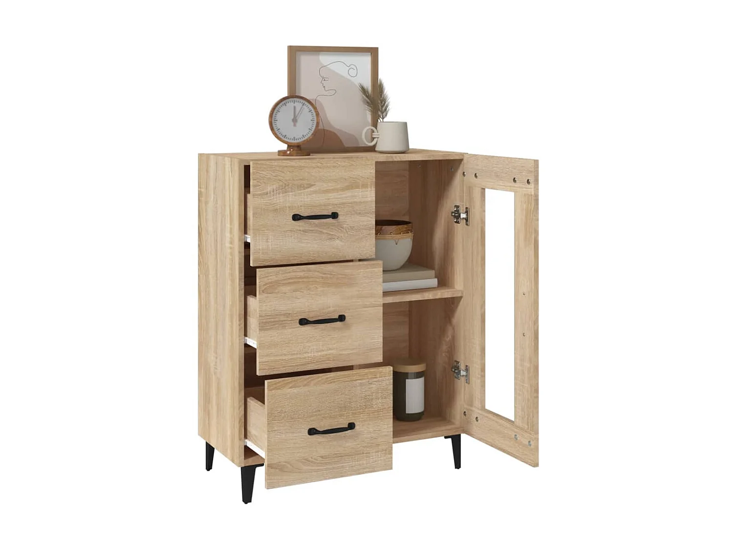 Buffet chêne sonoma 69,5x34x90 cm bois d'ingénierie EGER76709