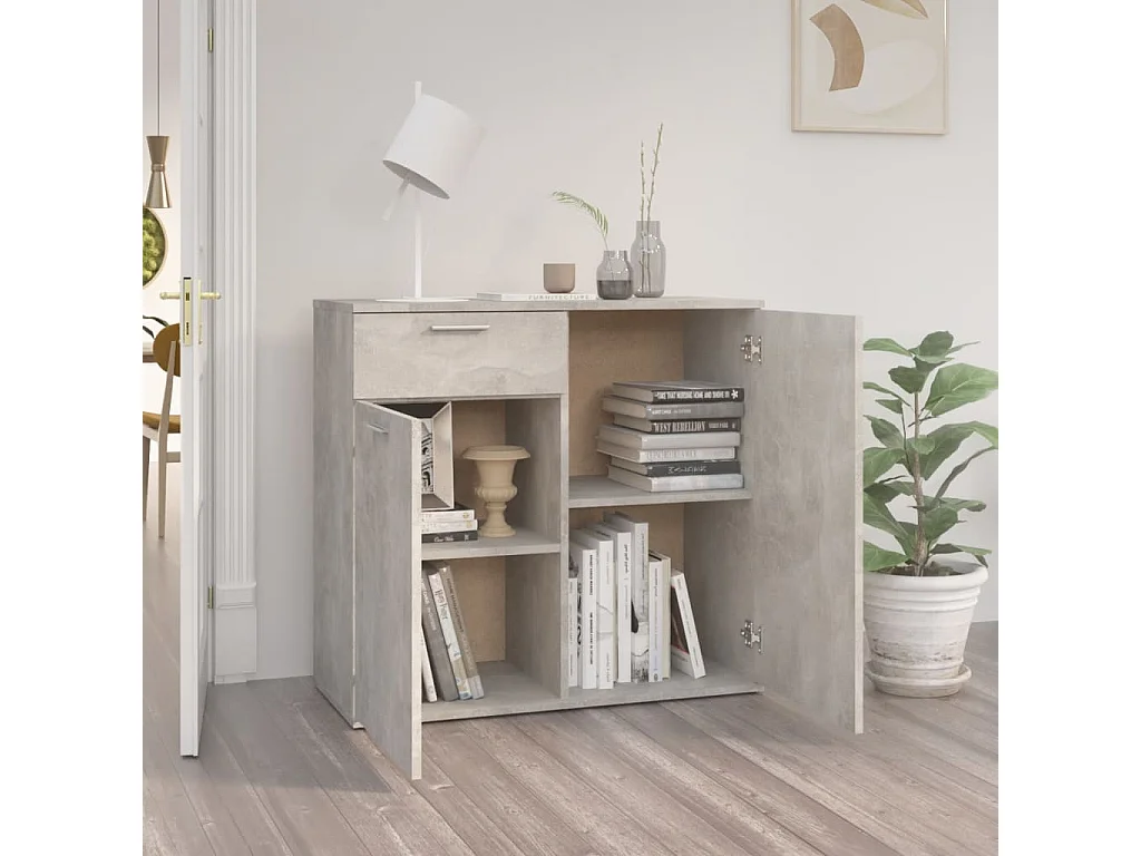 Buffet Gris béton 80x36x75 cm Aggloméré EGER59042