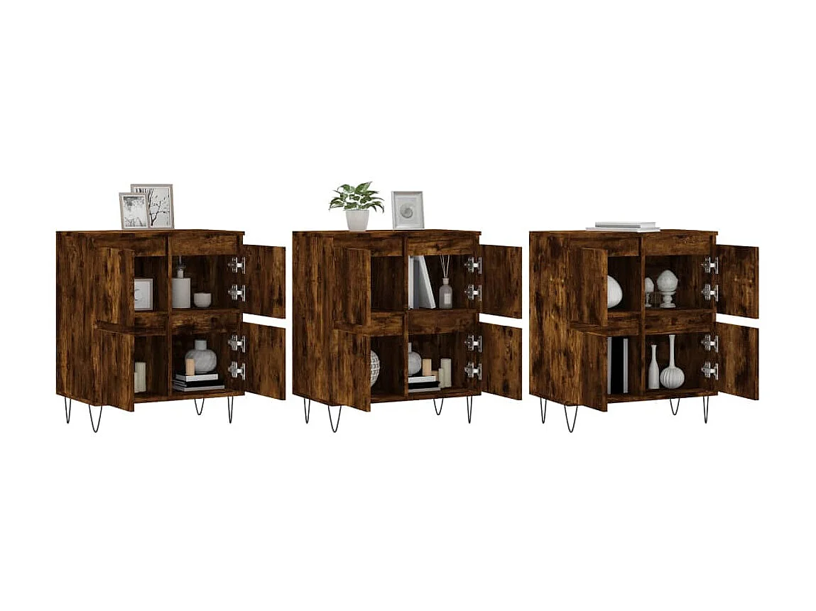 Dressoirs 3 st bewerkt hout gerookt eikenkleurig NL99271