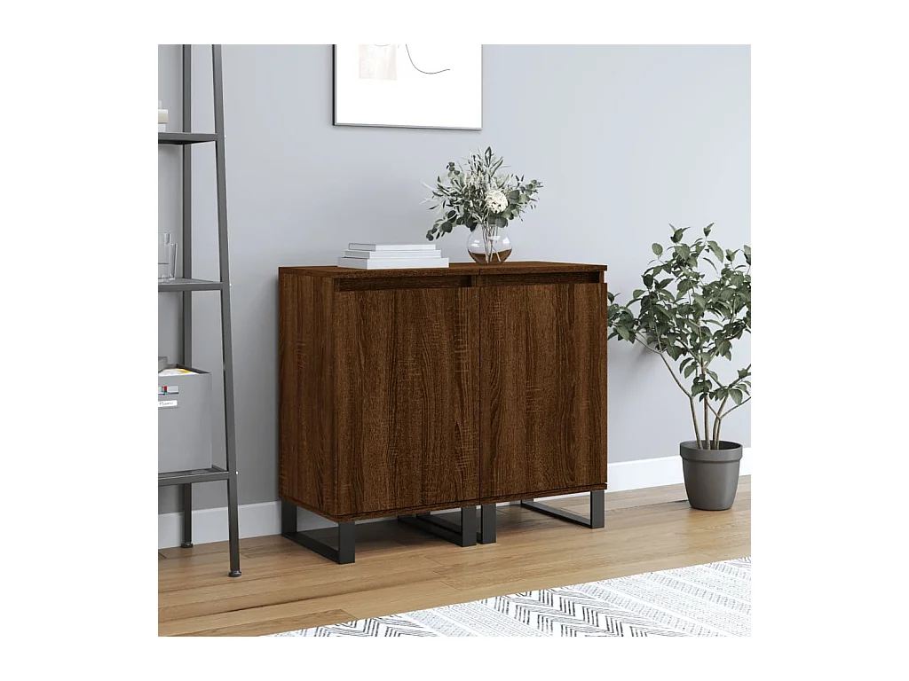 lot de 2 Buffets chêne marron 40x35x70 cm bois d'ingénierie QWE53768
