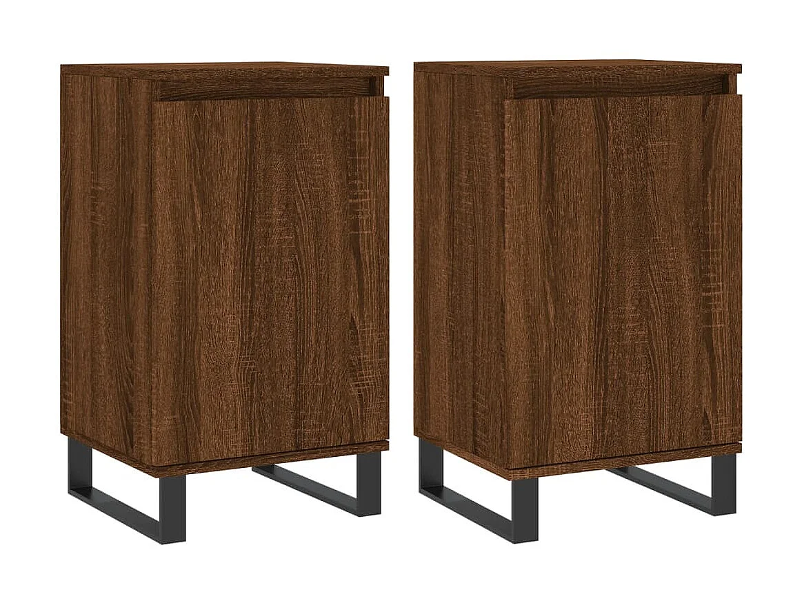 lot de 2 Buffets chêne marron 40x35x70 cm bois d'ingénierie QWE53768